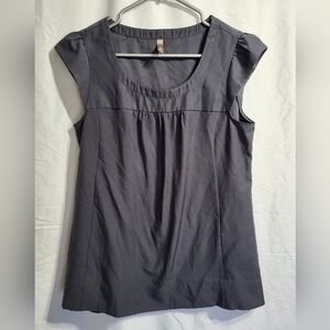 Maternity- Thyme Charcoal Cap Sleeve Blouse, Size Medium